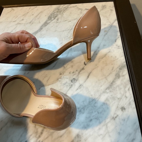 🖤 Nine West Patent Leather Tan / Nude Pump Heels - Size 7 - Picture 6 of 9